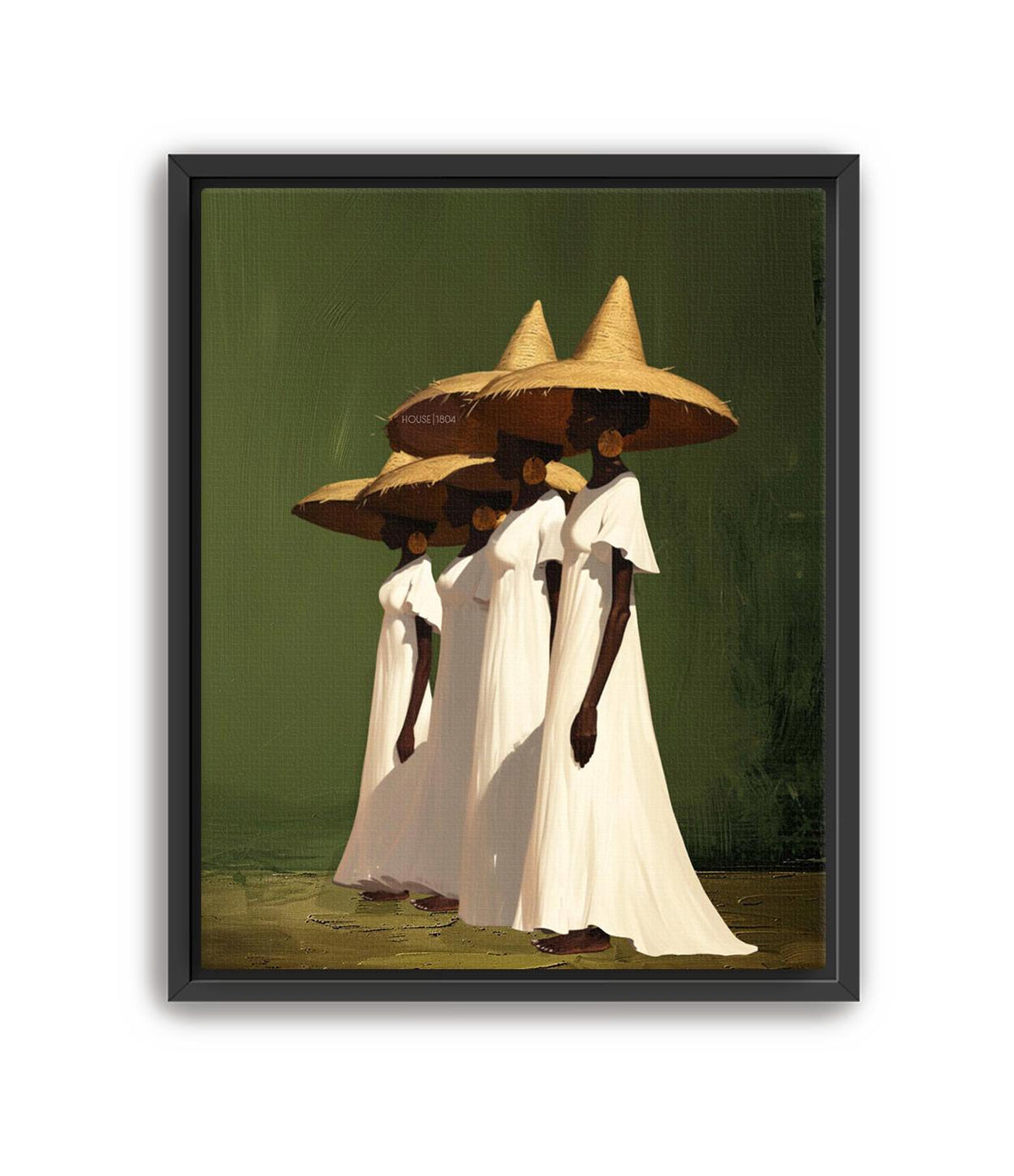 black women wall art, Sisterhood Canvas Print, Afrocentric  Contemporary, Olive Green.