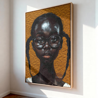 Melanin Art Print - Black Girl Canvas Bold Yellow Art on Hand Stretched Canvas
