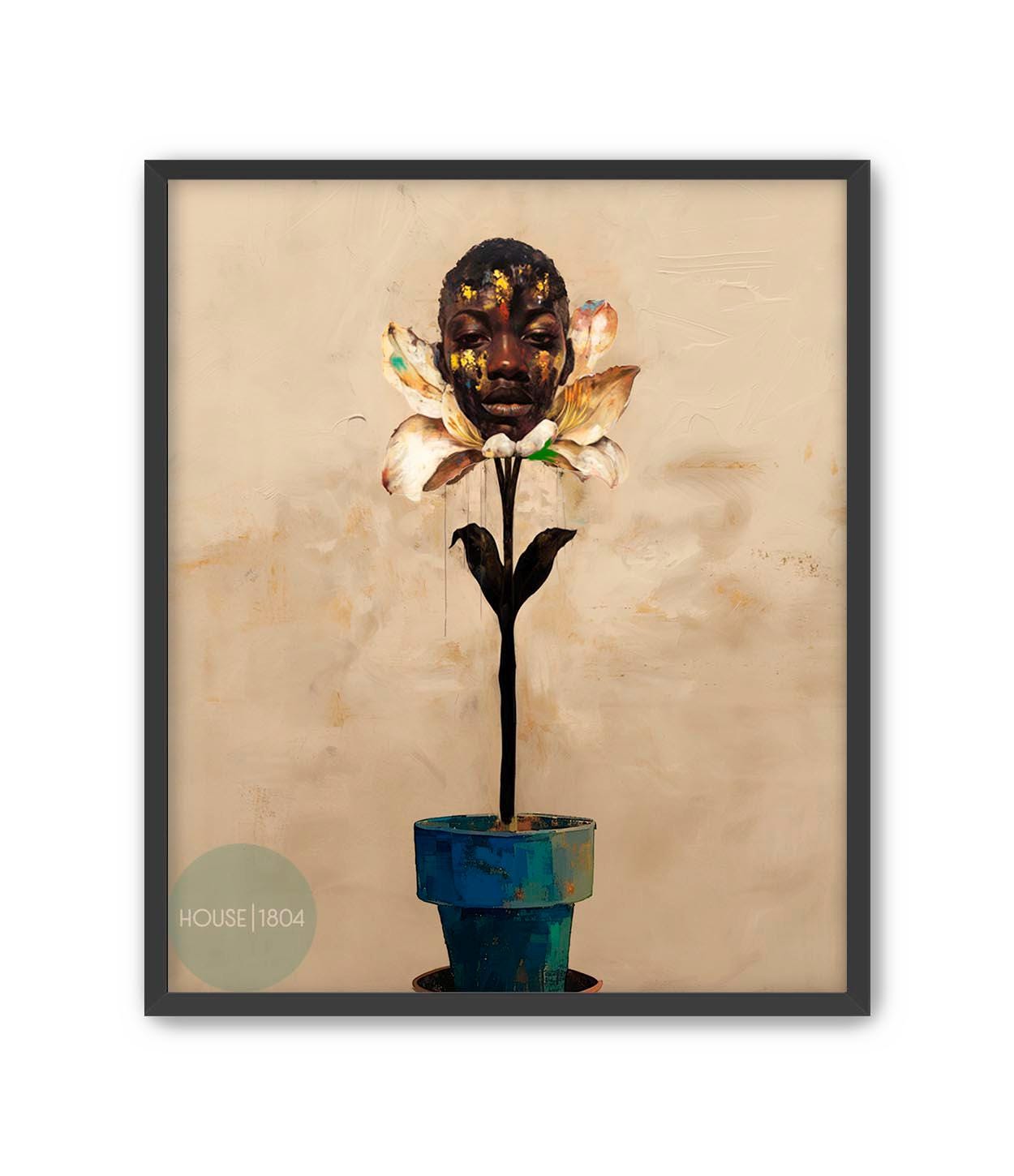 Abstract Black Women Art, Black Women Flower Head Poster, Abstract Flower Art, Black Woman Boho Wall Art, Black Woman Floral Art, Black Home