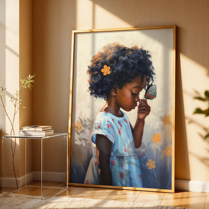 Black Kids Art Prints: African American Girl, Black Folk art, Kids Art Canvas Print