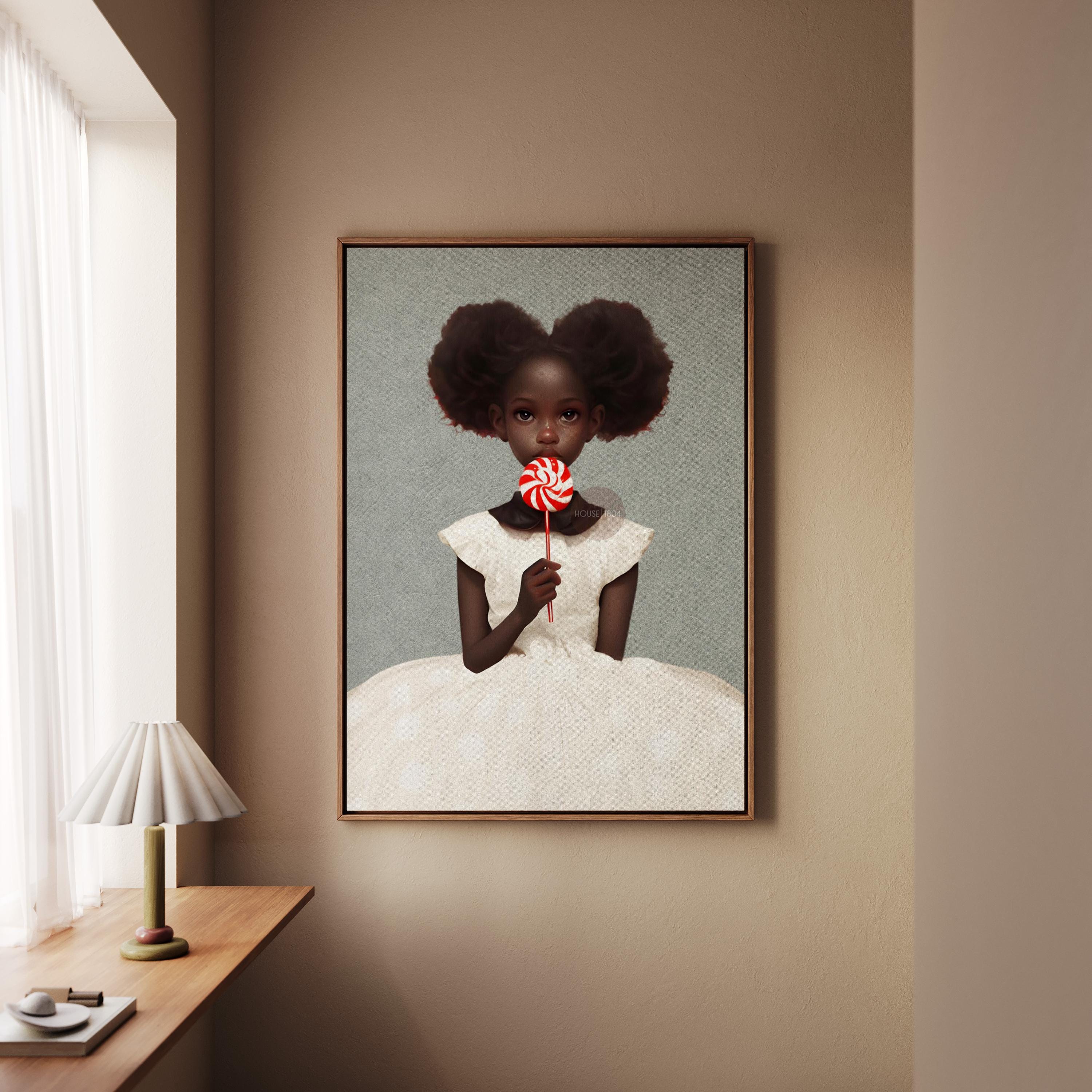 Black Kids Wall Art, Cute Black Girl Nursery Art, Black Toddler Room Art