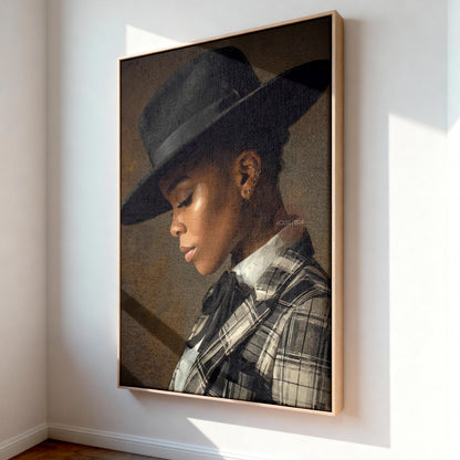 Black Woman Dandy Art - Afrocentric Wall Art | Vibrant Bohemian Dandy Artwork Canvas