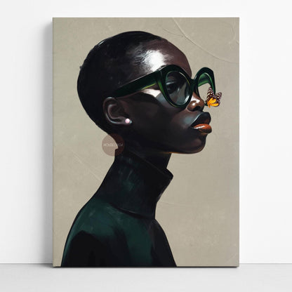 Black Woman Art Print Neutral Afrocentric Canvas Beige Luxury Art