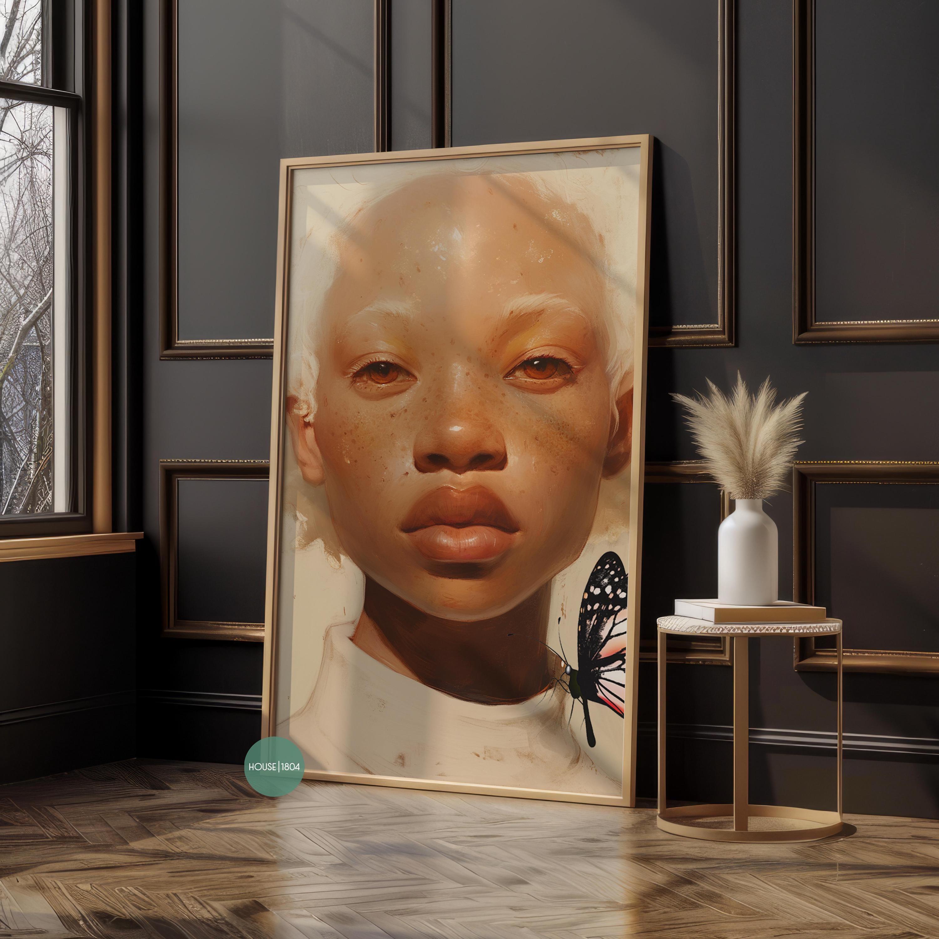 Black Woman Albino Modern Wall Art, Minimalist Cultured Art, African American Wall Art, Black Woman Art Print, Black Woman Afro Art, Melanin