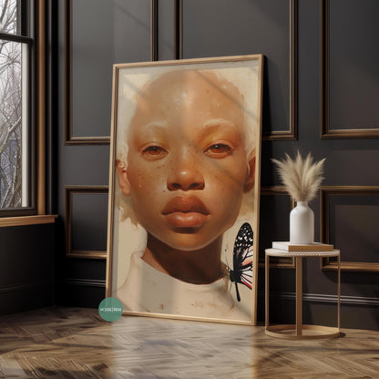 Black Woman Albino Modern Wall Art, Minimalist Cultured Art, African American Wall Art, Black Woman Art Print, Black Woman Afro Art, Melanin