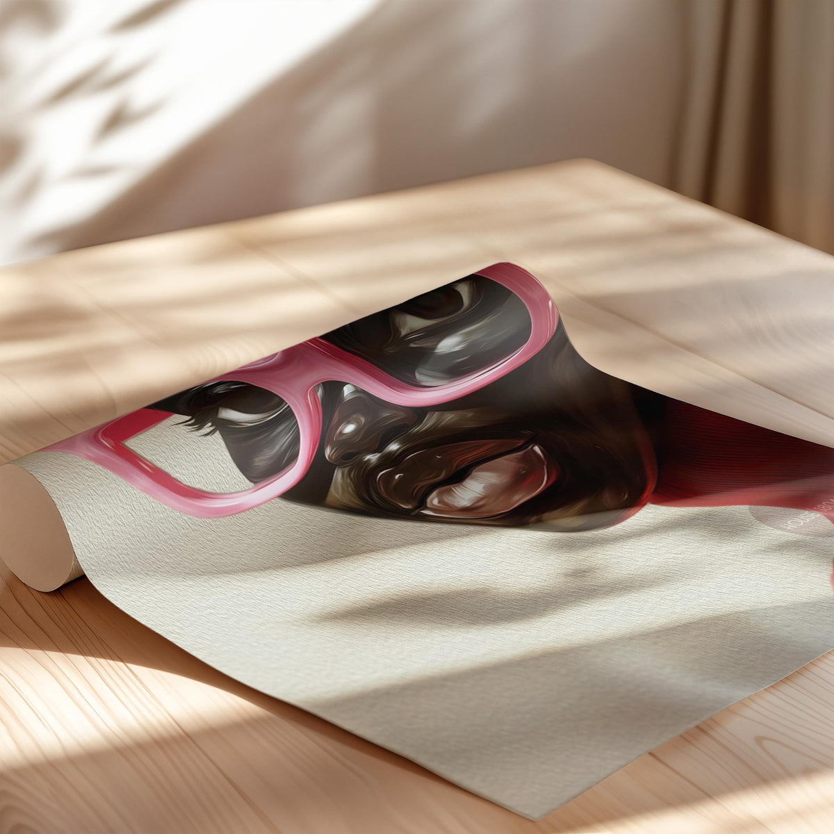 Black Woman Wall Art, Vintage Glasses, Afrocentric Glamour Canvas Print, Pink