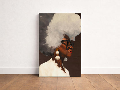 Gray Hair Dont Care, Black Woman Afro Wall Art, Middle Aged Lady Canvas, 50+ Artwork, Abstract