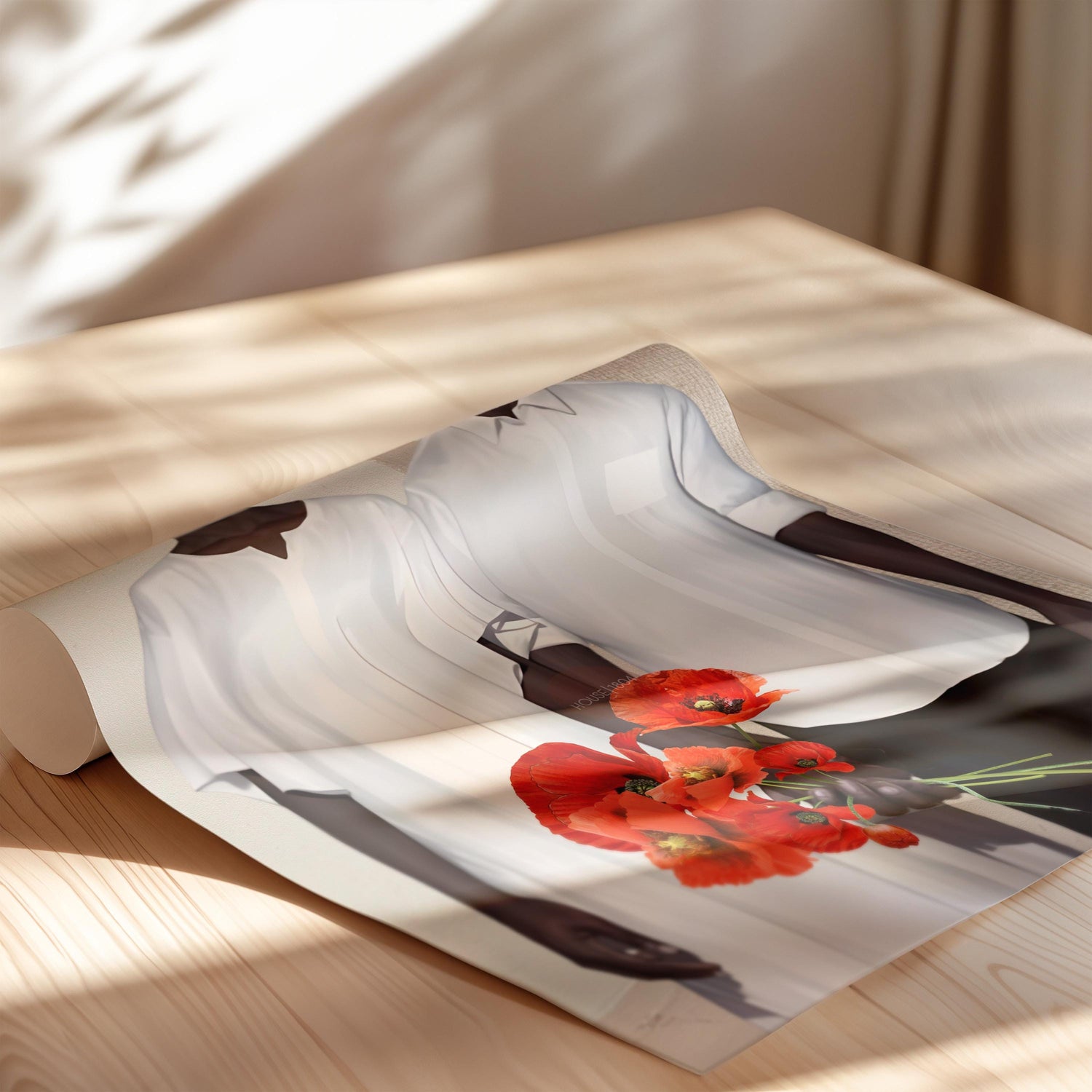 Afrocentric Couple Art Print: Black Love, Modern Poppies