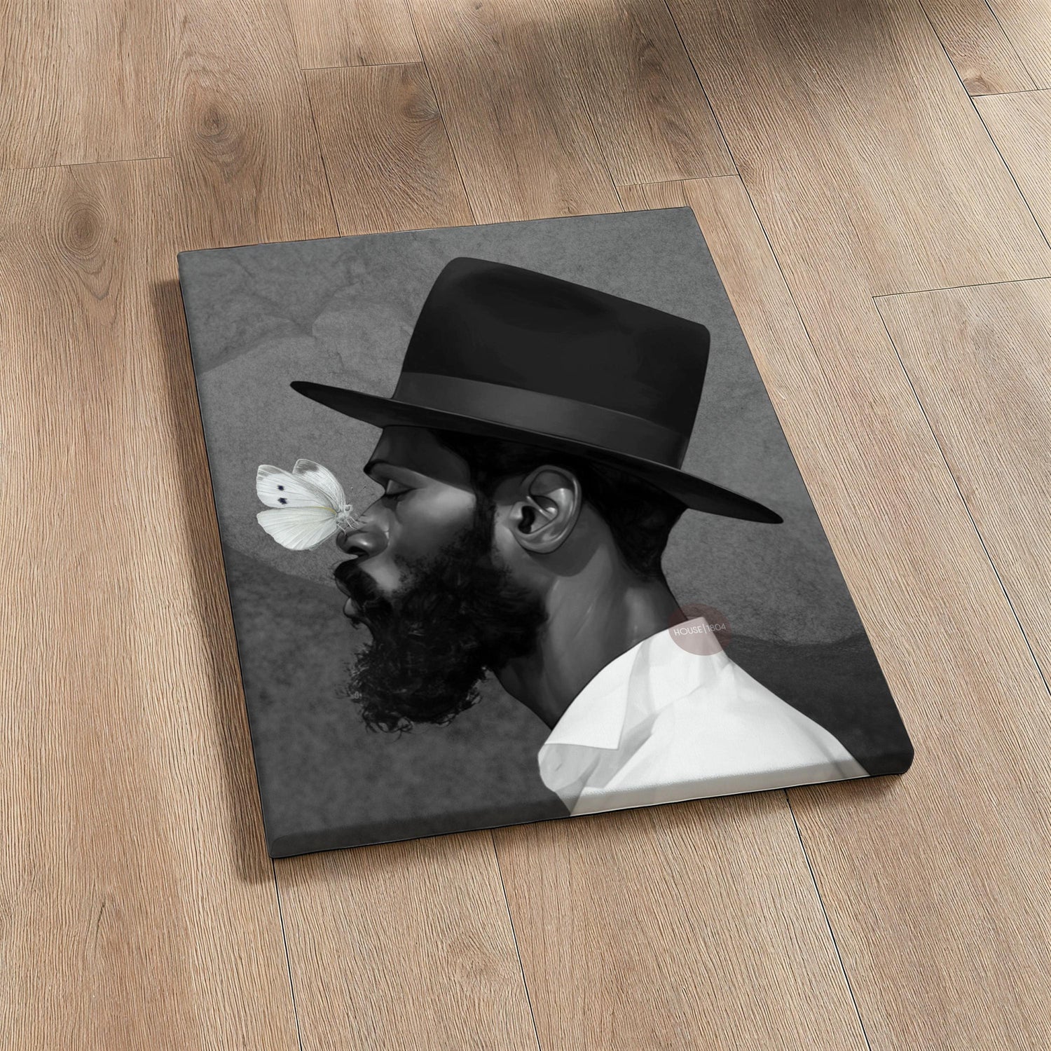 African American Man Portrait Print: Black White Modern Canvas Art