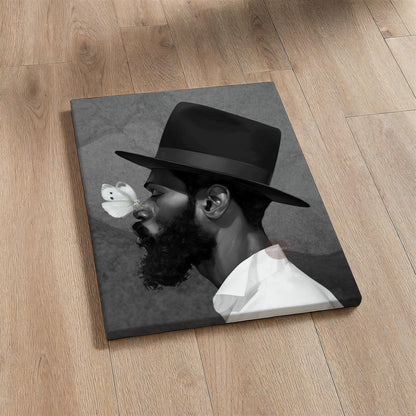 African American Man Portrait Print: Black White Modern Canvas Art