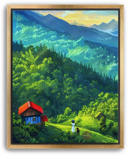 Black Woman in Country Field Scene Art Print