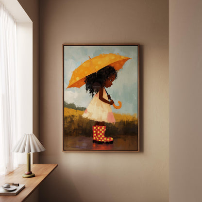 Little Black Girl Art Print, Nursery Decor, Moody Kid&
