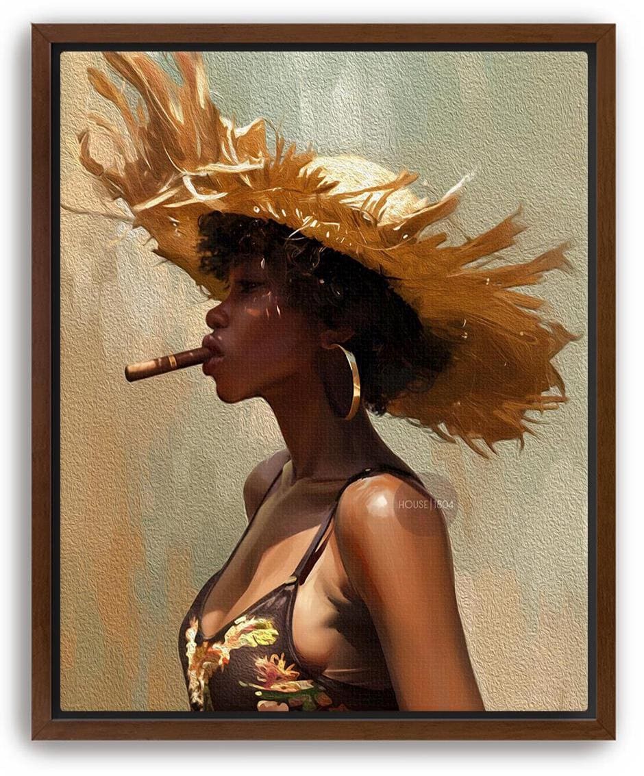 Caribbean Woman Smoking Cigar Canvas