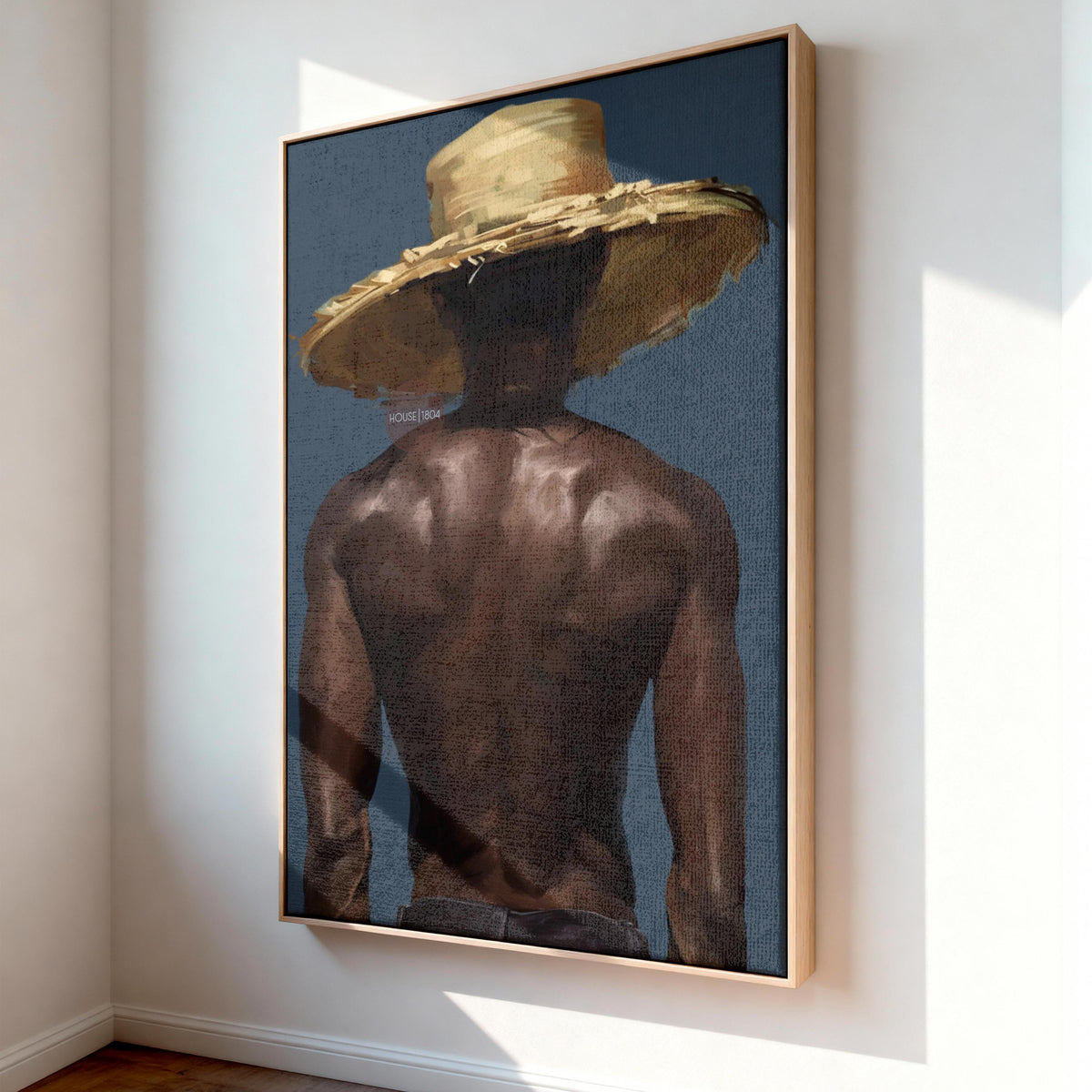 Afro Caribbean Wall Art, Island Black Man Portrait, Deep Blue Sea
