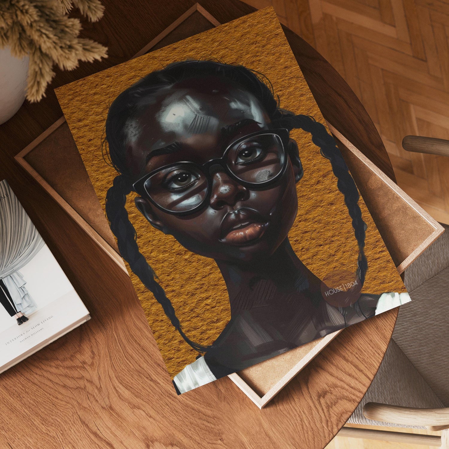 Melanin Art Print - Black Girl Canvas Bold Yellow Art on Hand Stretched Canvas