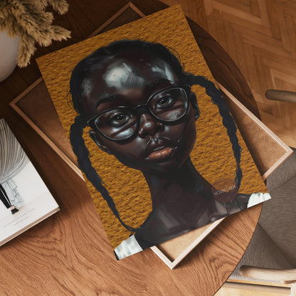 Melanin Art Print - Black Girl Canvas Bold Yellow Art on Hand Stretched Canvas