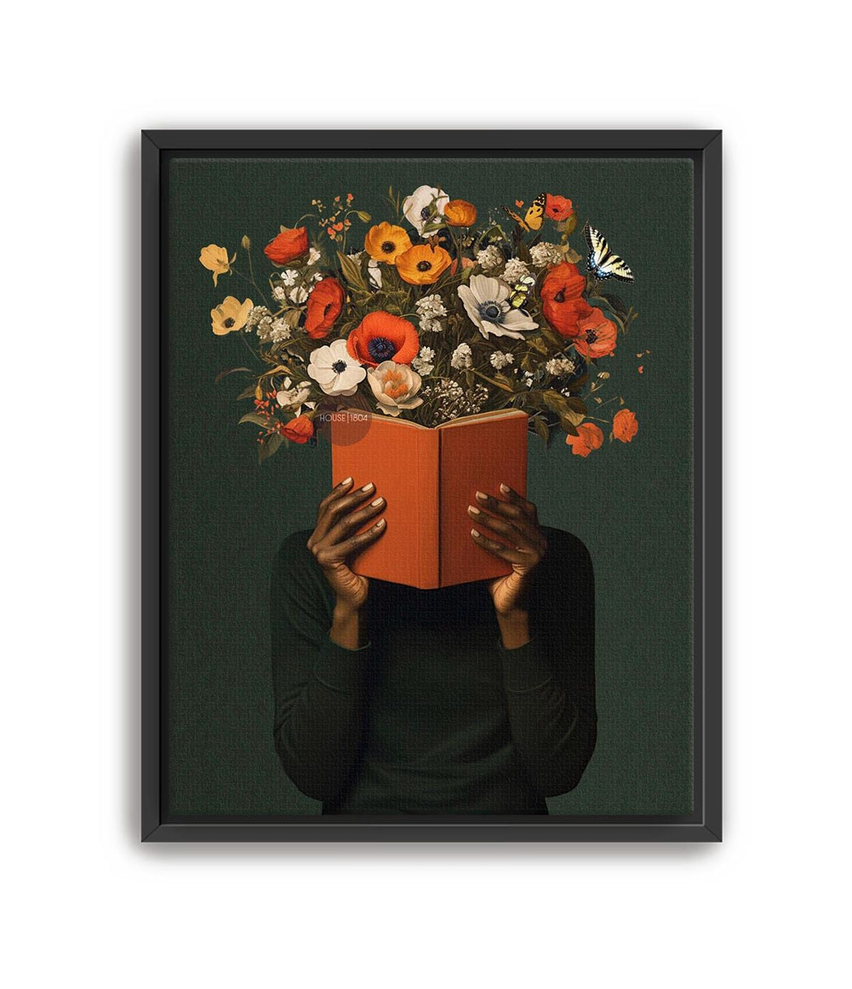 Black Reading Wall Art, African American Book Lover Canvas Print, Framed Unframed Art