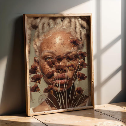 Black Woman Locs Artwork: Modern African American Print