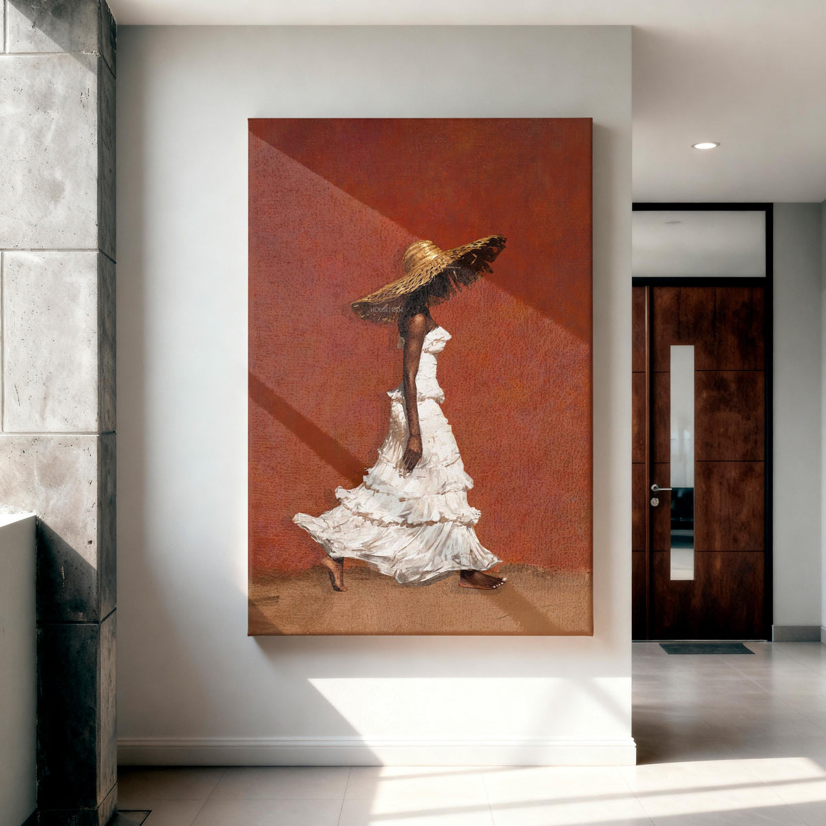 Afrocentric Wall Art, Terracotta Black Woman Portrait Canvas | Framed Unframed