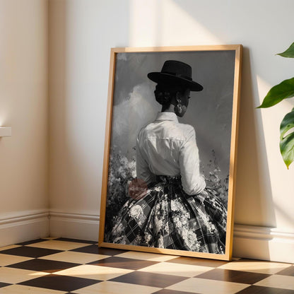 Black and White Harlem Renaissance Art Print: Victorian Afrocentric Artwork