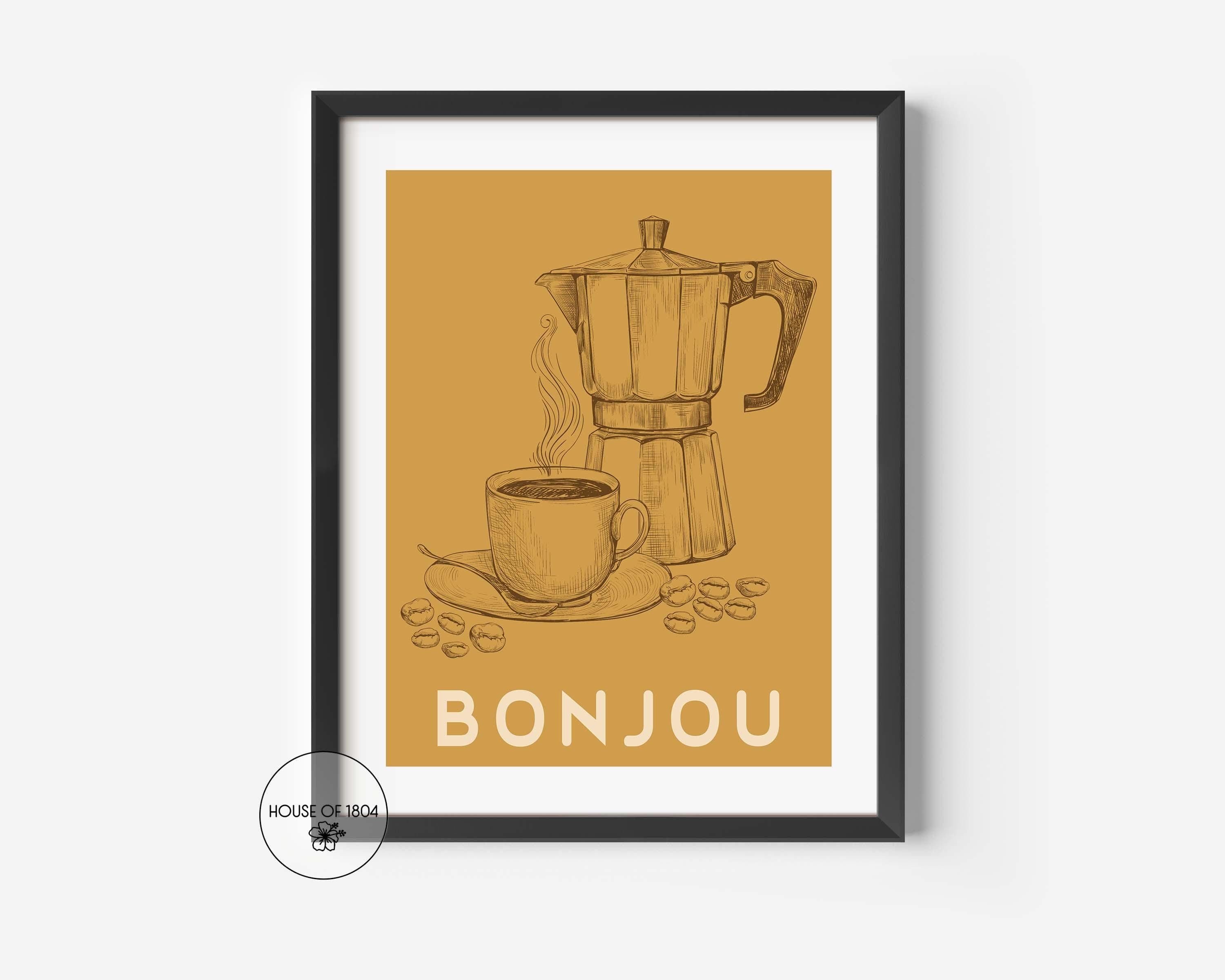 Bonjou Coffee Art Print: Haitian Creole Kitchen Decor