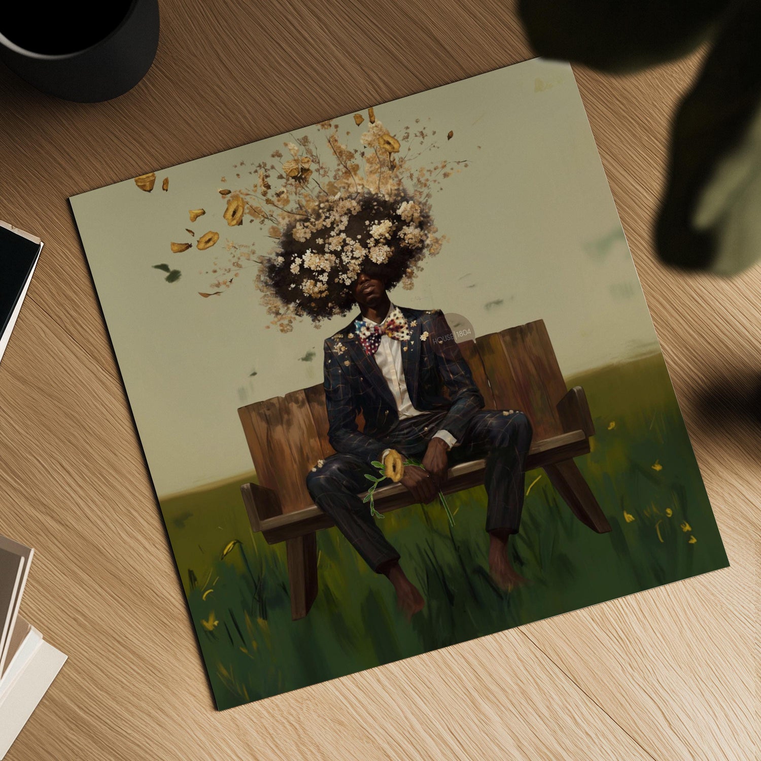 Black Man Afro Art: Square Art Print, Black Man Canvas Wall Art, Abstract Male Portrait Art