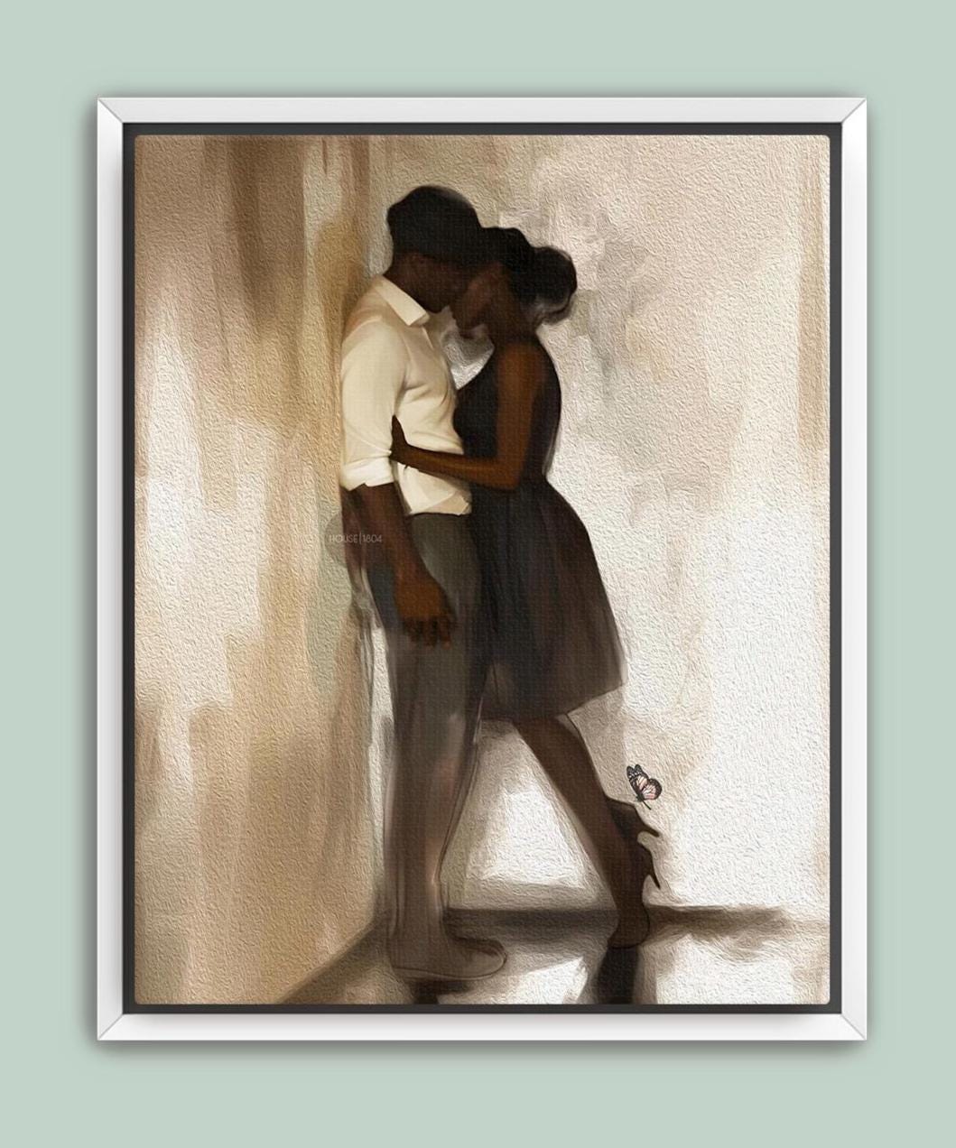 Black Love Art Print, African American Couple, Valentine&