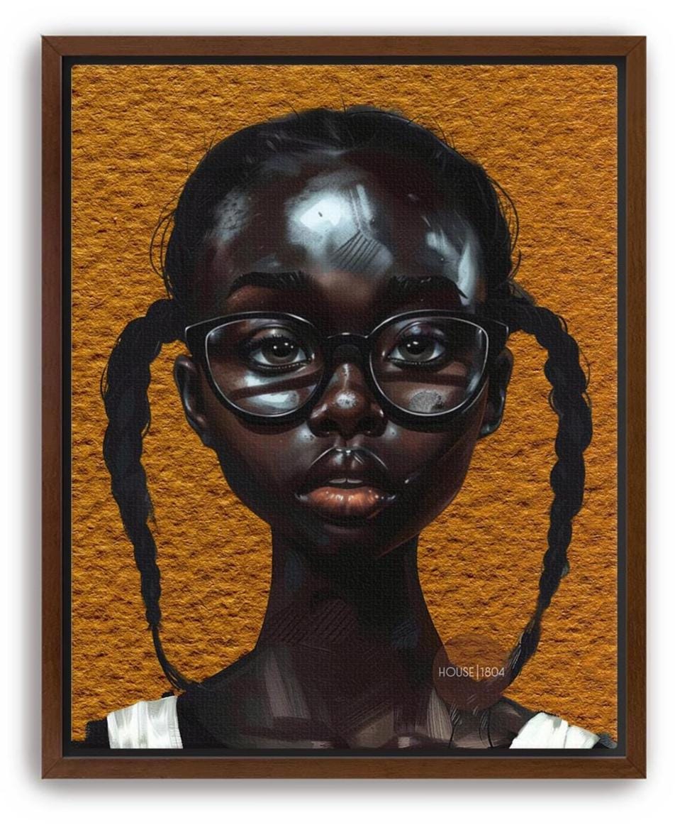 Melanin Art Print - Black Girl Canvas Bold Yellow Art on Hand Stretched Canvas