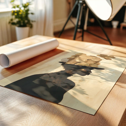 Black Woman Art Print: Gold Accent Abstract, Framed Canvas