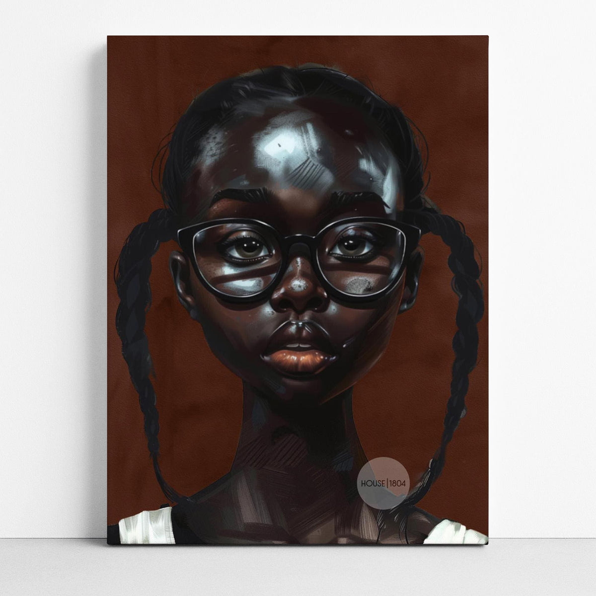 Little Black Girl Wall Art Framed: Afrocentric, African American Children Canvas Print