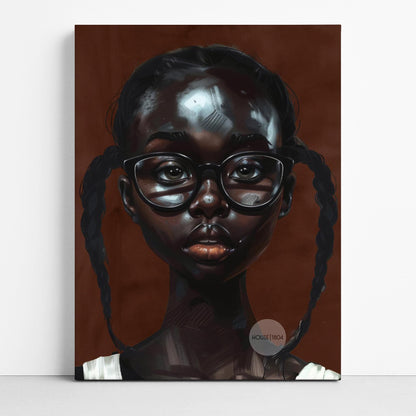 Little Black Girl Wall Art Framed: Afrocentric, African American Children Canvas Print