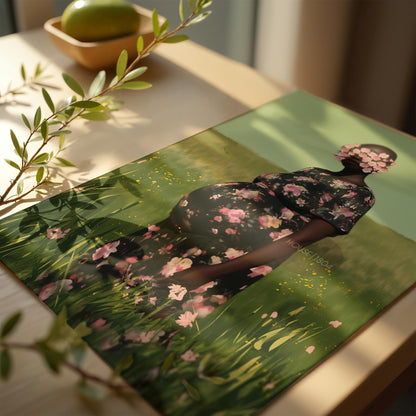 Black Pregnancy Wall Art: Colorful Motherhood, Pink and Green