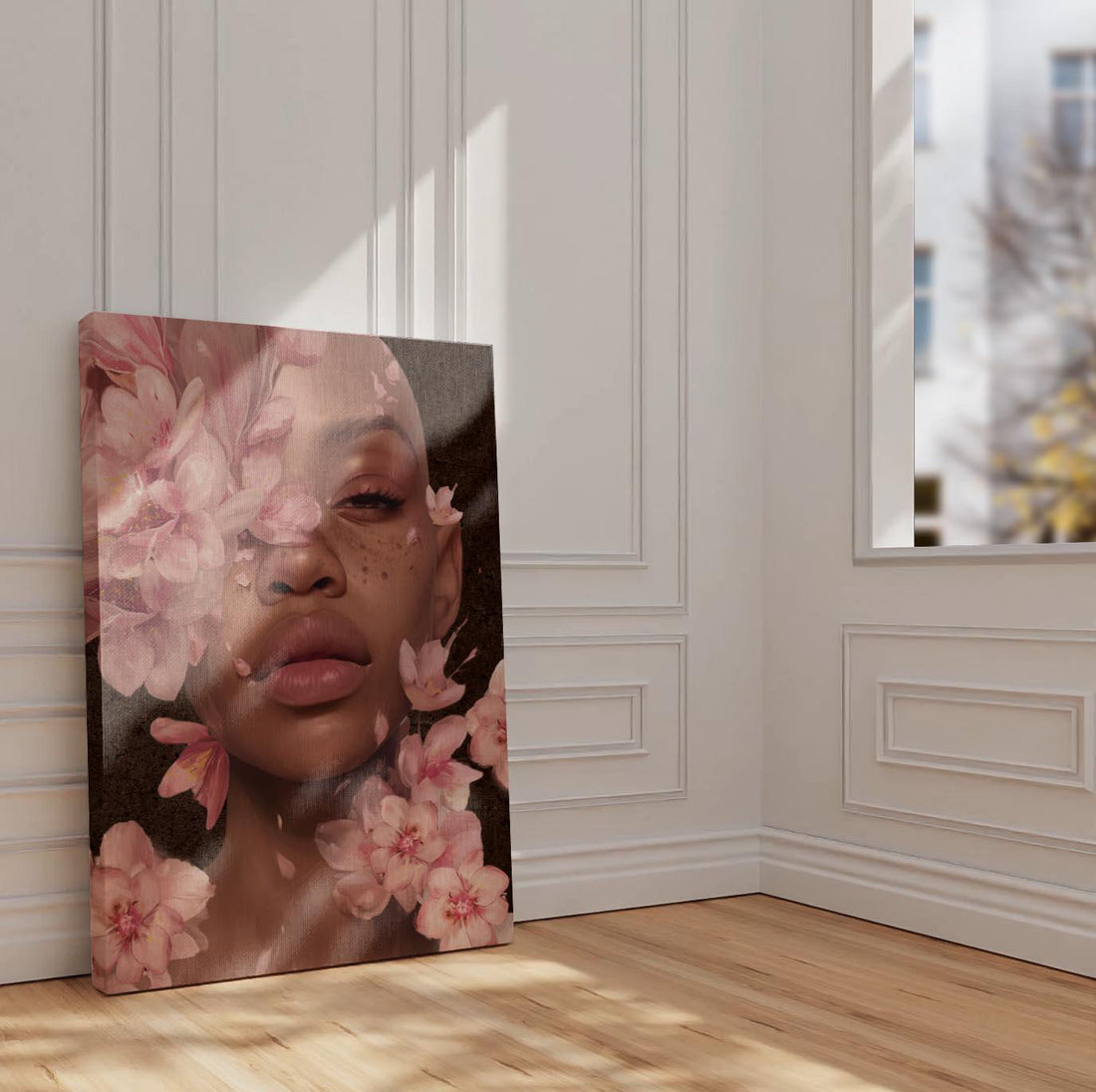 Woman Flower Head and Shoulders Art, Black Woman Modern Wall Art, Black Woman Art Print, Black Boho Art, African American Woman Abstract