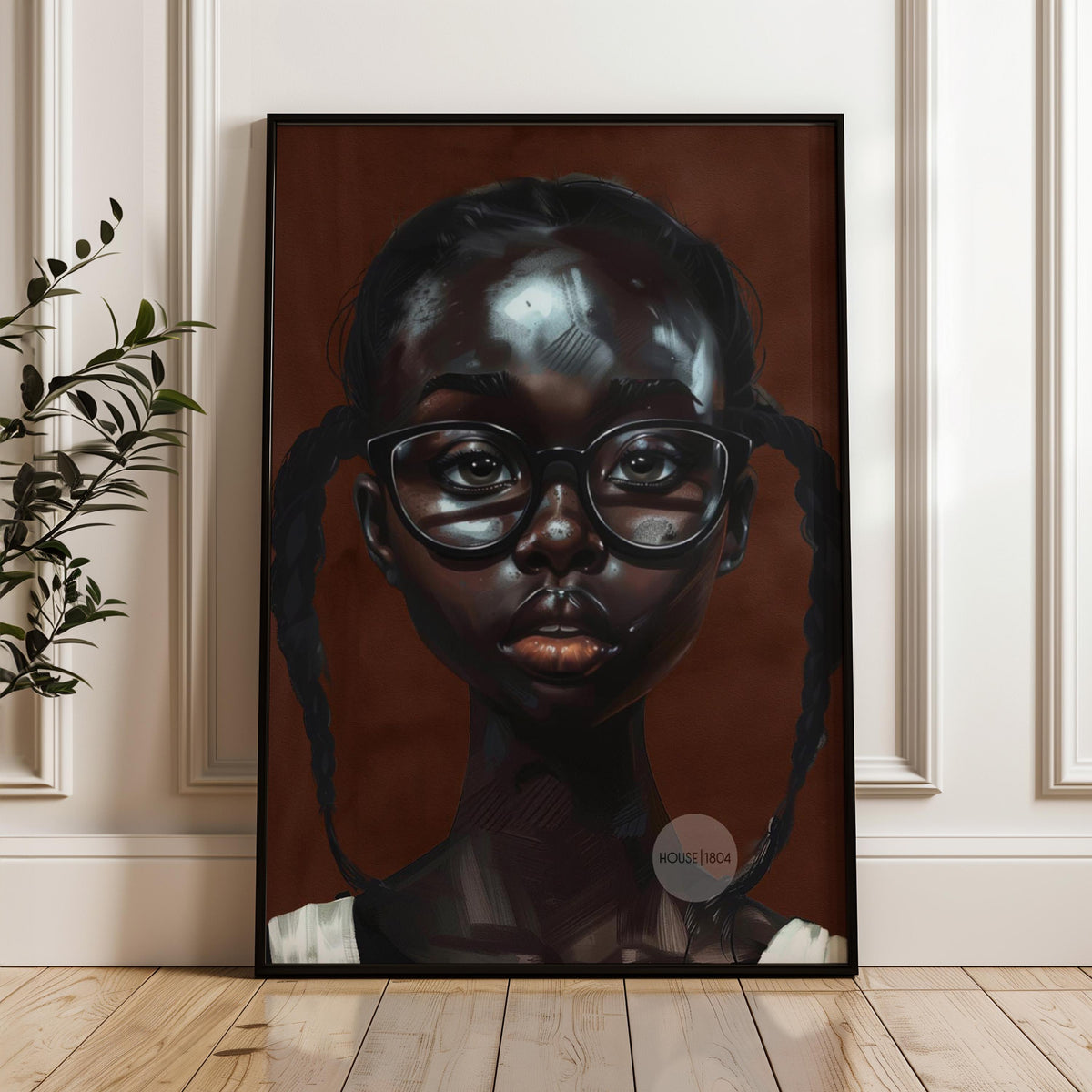 Little Black Girl Wall Art Framed: Afrocentric, African American Children Canvas Print