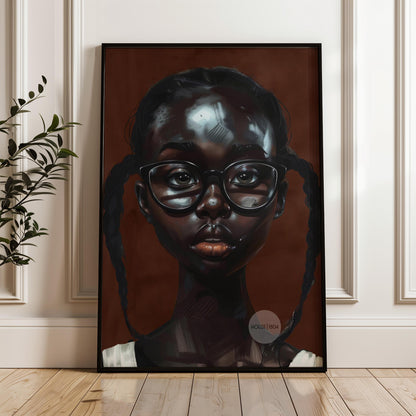 Little Black Girl Wall Art Framed: Afrocentric, African American Children Canvas Print
