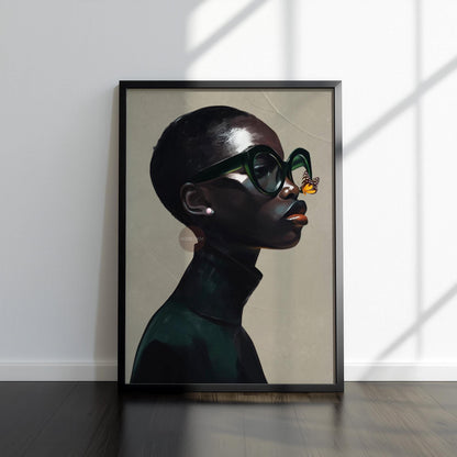 Black Woman Art Print Neutral Afrocentric Canvas Beige Luxury Art