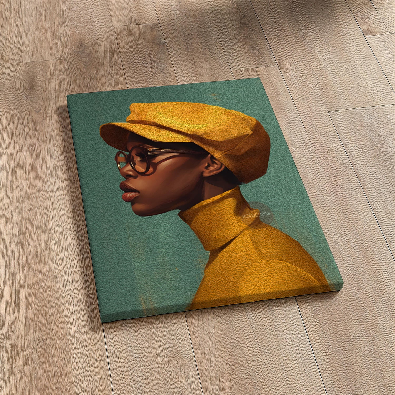 Urban Black Woman Art Print, Bold Yellow &amp; Green, Modern Canvas Wall Decor