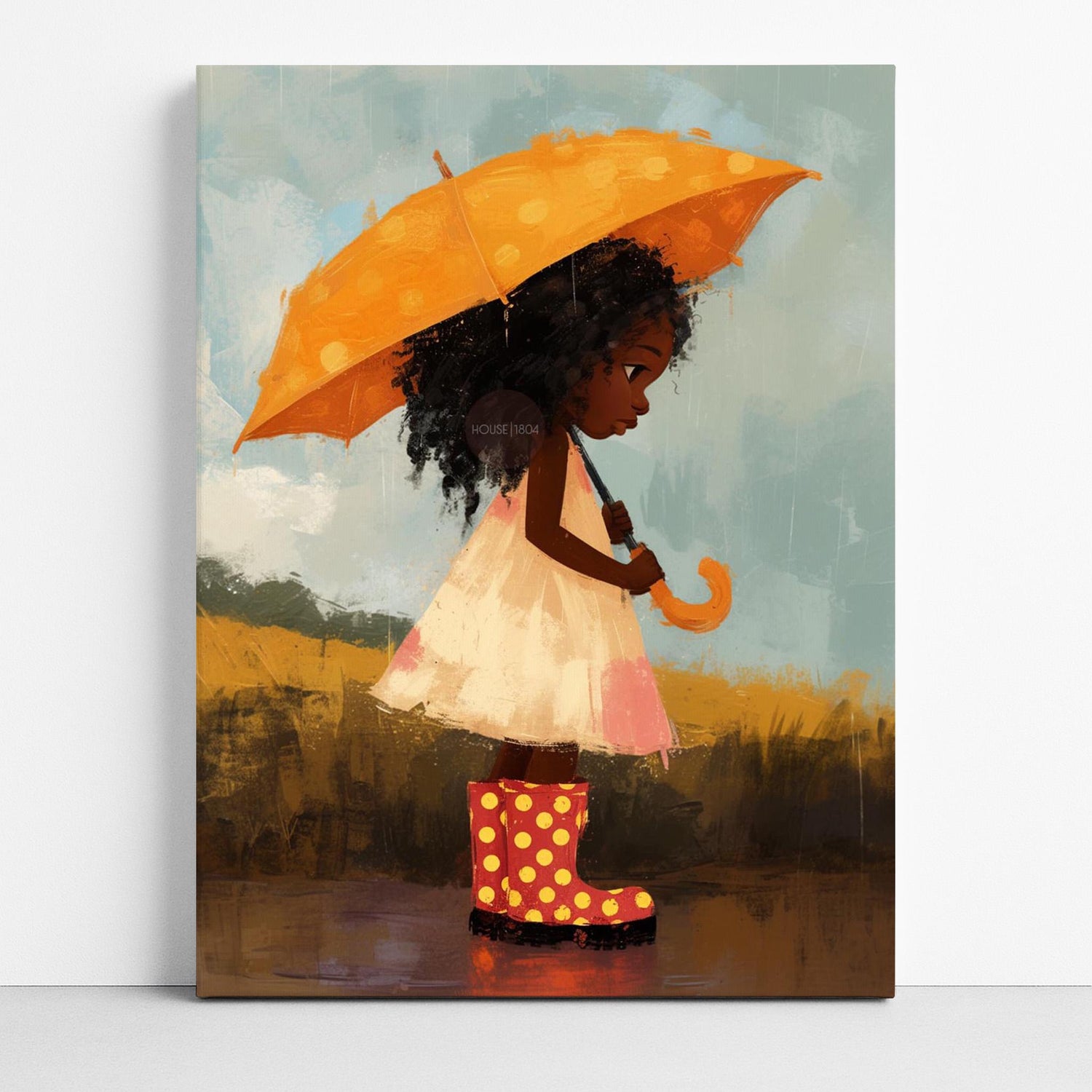 Little Black Girl Art Print, Nursery Decor, Moody Kid&