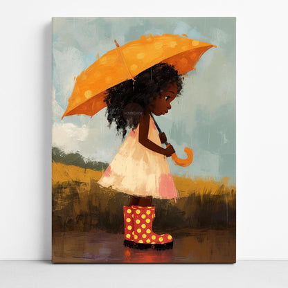 Little Black Girl Art Print, Nursery Decor, Moody Kid&