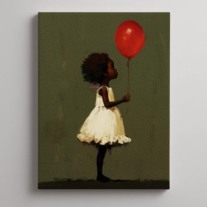 Black Girl Art, Whimsical Balloon Print | Paper Or Canvas, Nursery Wall Decor - Multiple Sizes