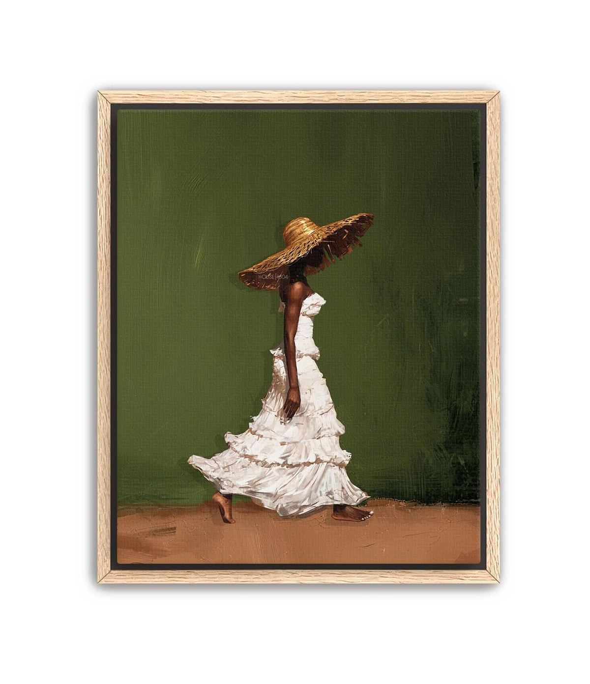Afrocentric Wall Art, Black Woman Olive Green Boho Portrait Print
