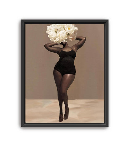 Body Positivity Wall Art, Black Curvy Woman Canvas Print | Framed or Unframed