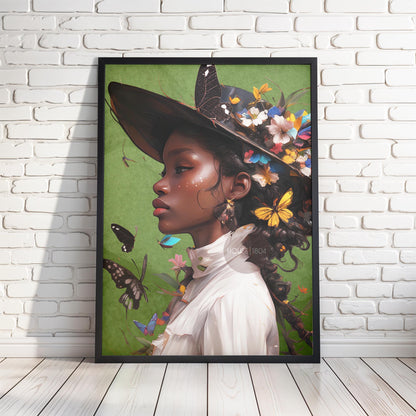 Colorful Black Woman Framed Canvas Wall Art Print