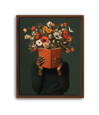 Black Reading Wall Art, African American Book Lover Canvas Print, Framed Unframed Art