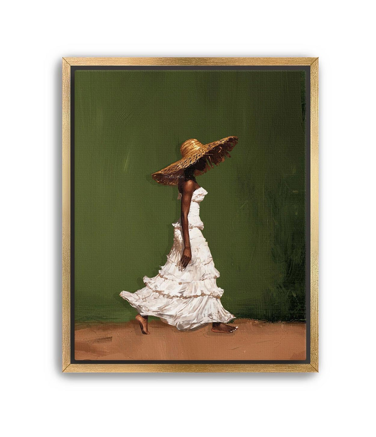 Afrocentric Wall Art, Black Woman Olive Green Boho Portrait Print