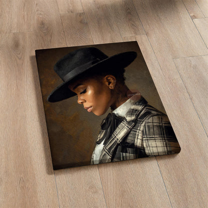 Black Woman Dandy Art - Afrocentric Wall Art | Vibrant Bohemian Dandy Artwork Canvas