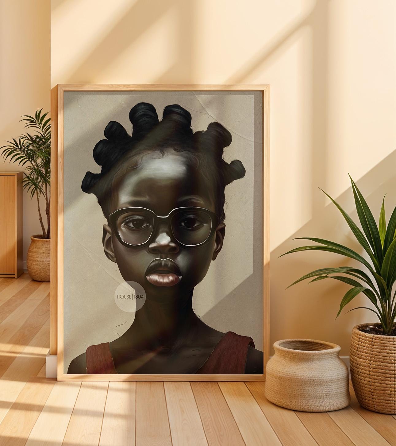 Afrocentric Canvas Art – Black Child Portrait Framed Bold Kids Room Decor
