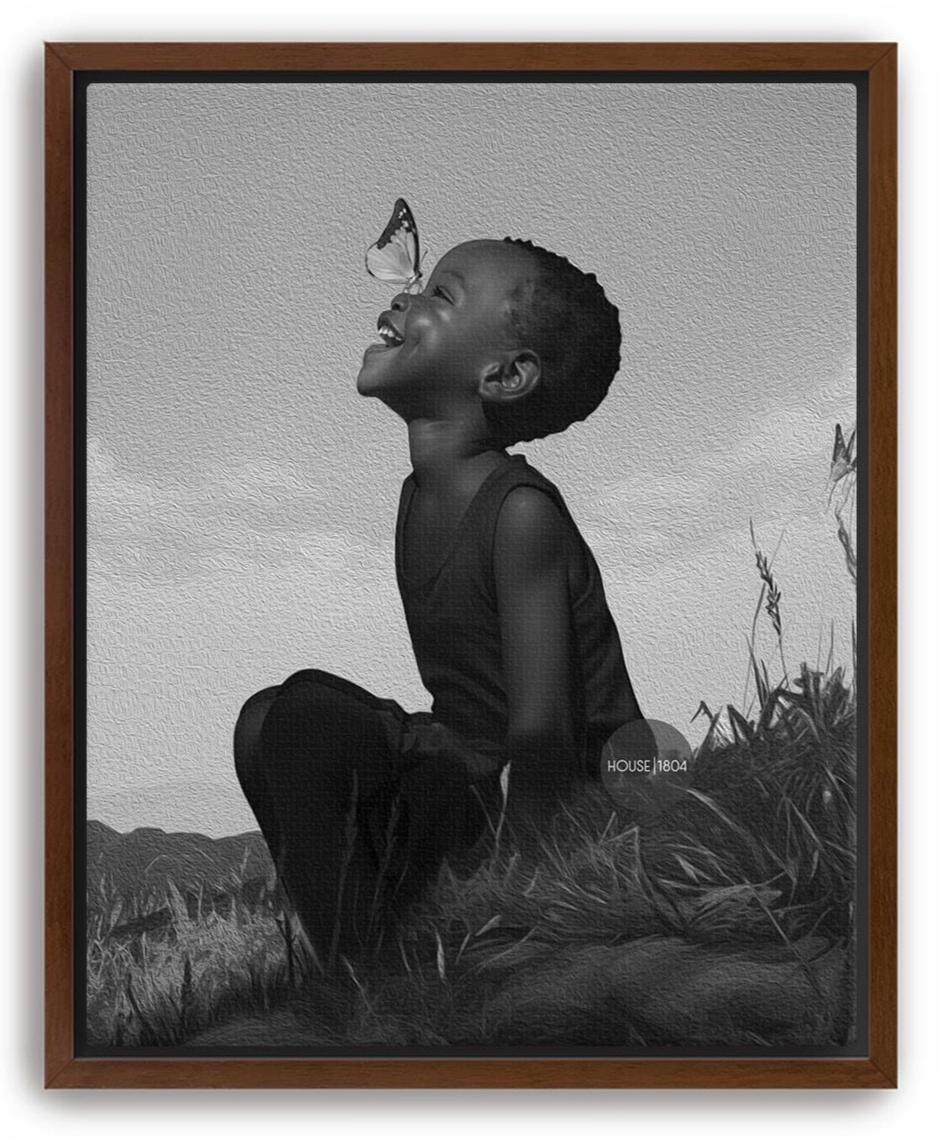 Black Boy Joy Art Canvas Framed, Black and White