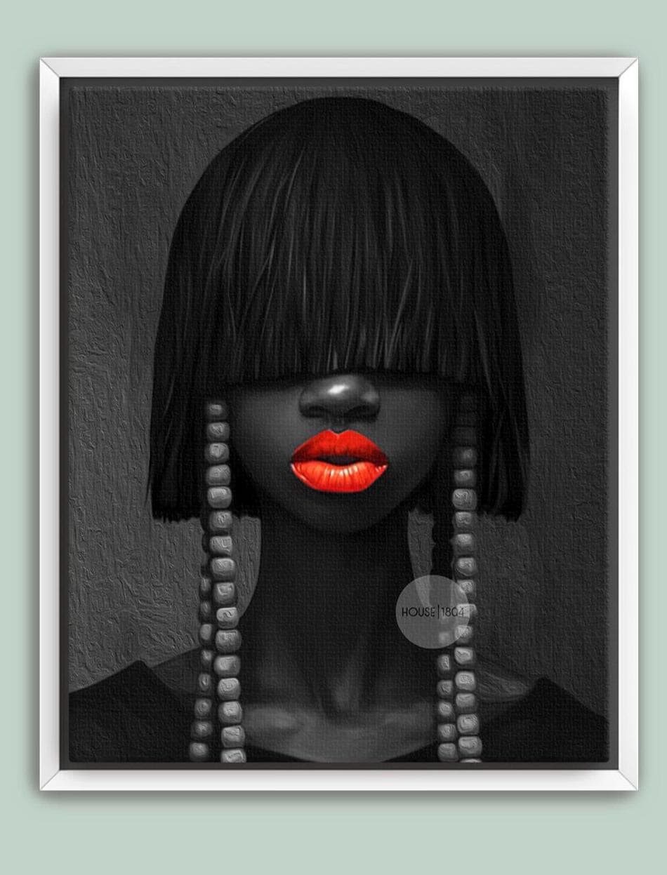 Black and White Afrocentric Woman Canvas Art