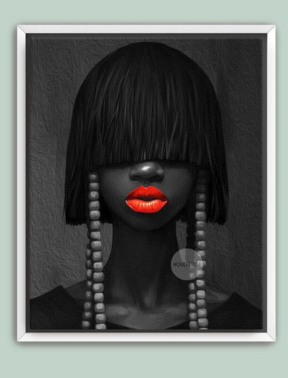 Black and White Afrocentric Woman Canvas Art
